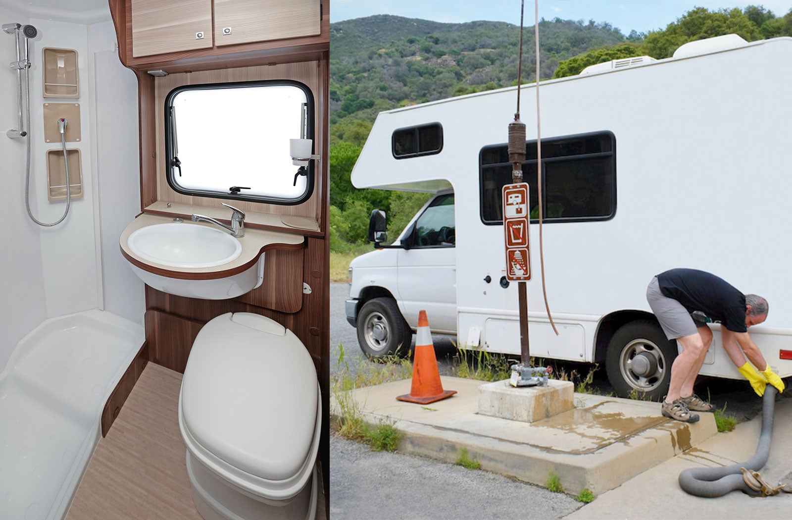 Portable RV/camper toilet and holding tank setup in Belleville, Illinois